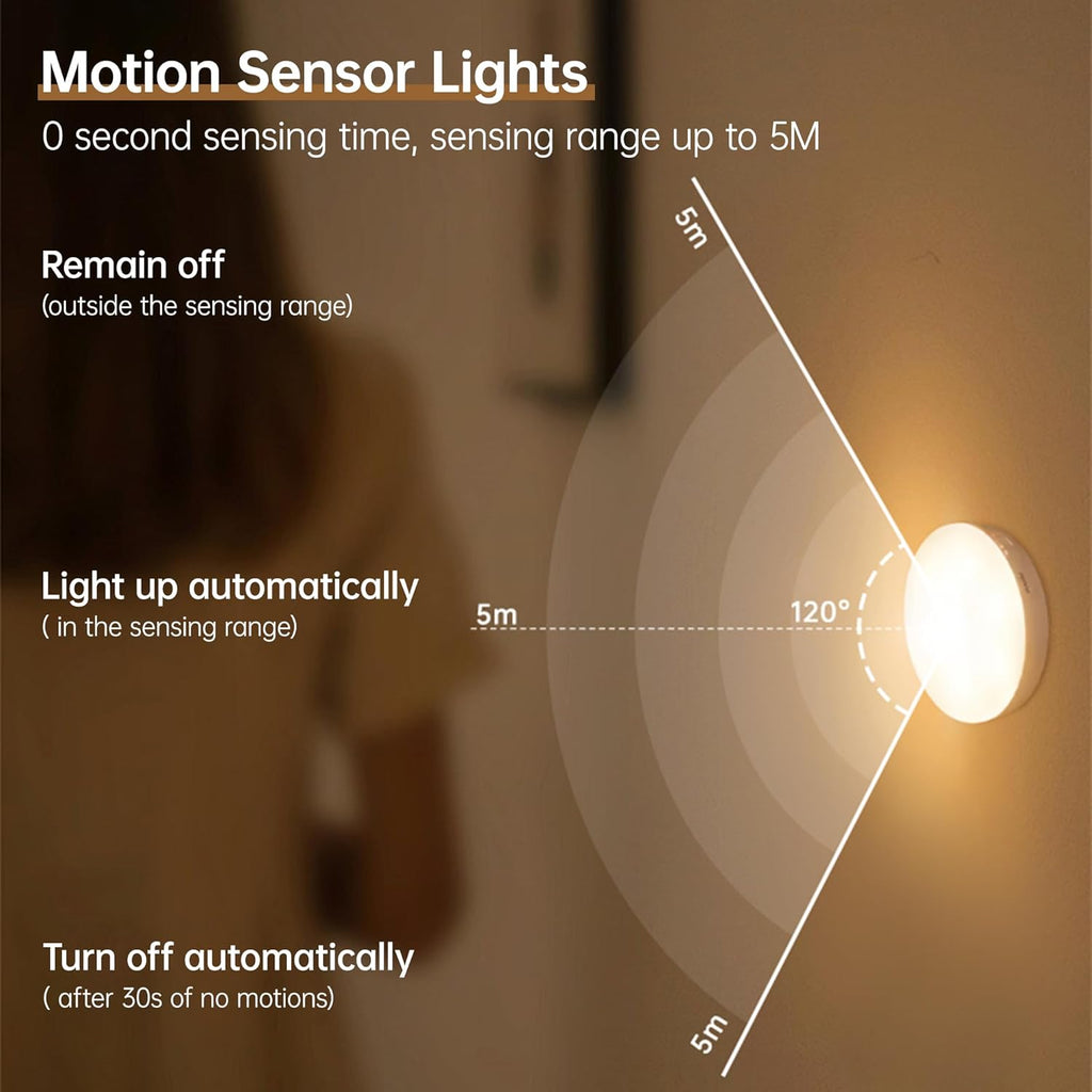 Homelist NL4 Sensor Lights Indoor, 6 Pack RGB Rechargeable Puck Light with Remote, Battery-Operated Motion Activated Night Light for Hallway, Bathroom, Kitchen, Cabinet, Stairs