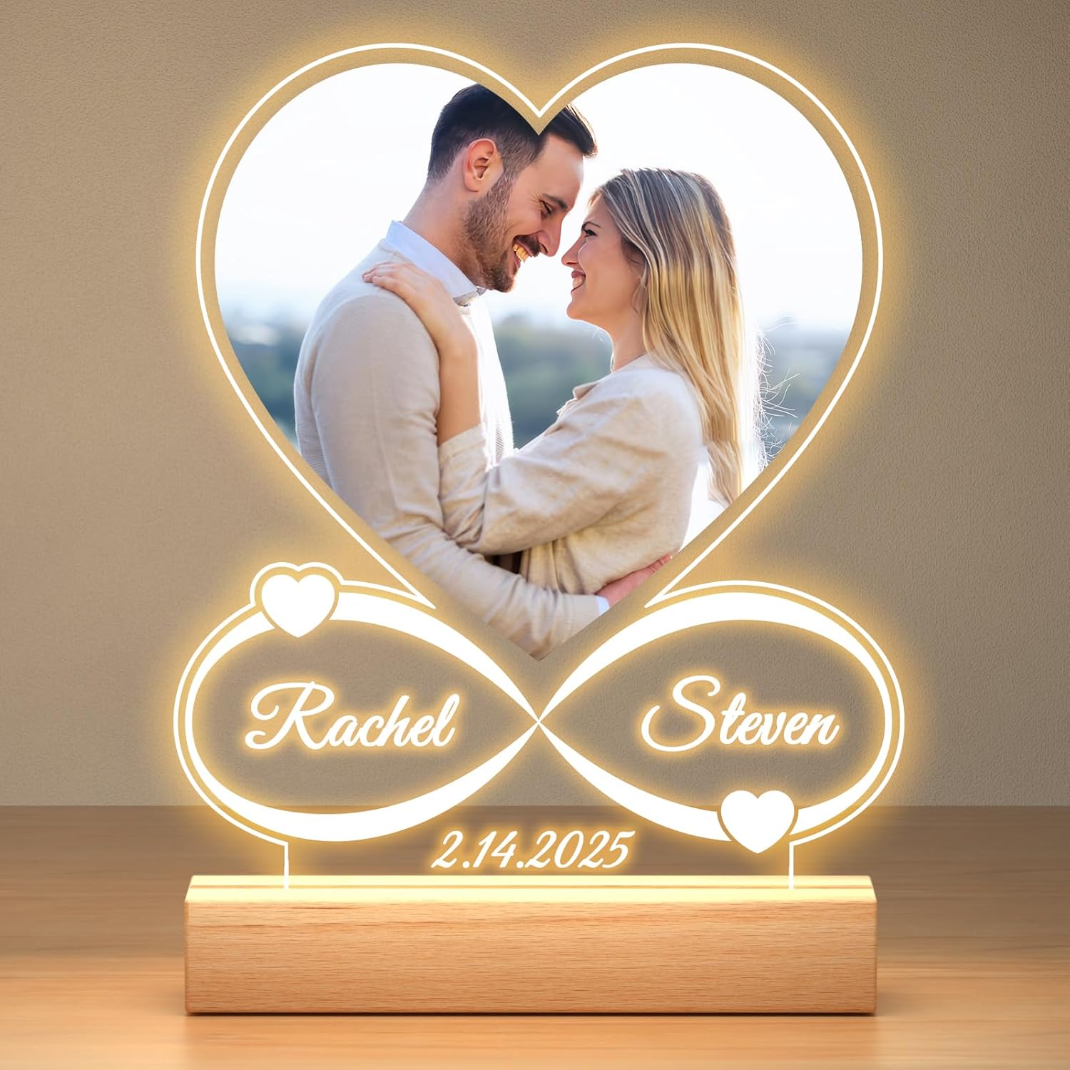 Personalized Picture Frame, Custom Picture Frames, Customized Photo Frame, Personalized Anniversary Valentines Day Gifts for Women Men Her Him Girlfriend Boyfriend Couple Mom Dad Baby Kid Family