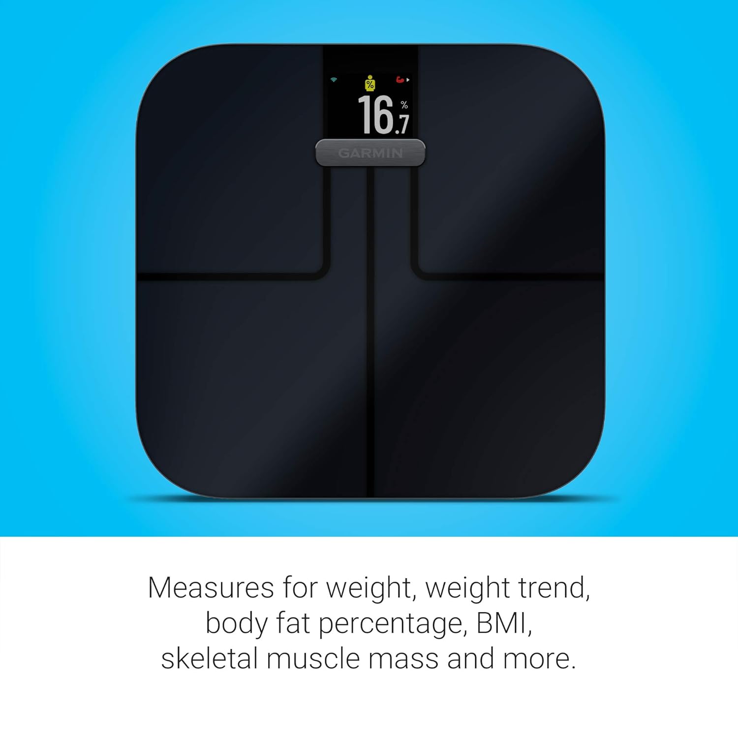 Garmin Index S2, Smart Scale with Wireless Connectivity, Measure Body Fat, Muscle, Bone Mass, Body Water% and More, Black (010-02294-02)