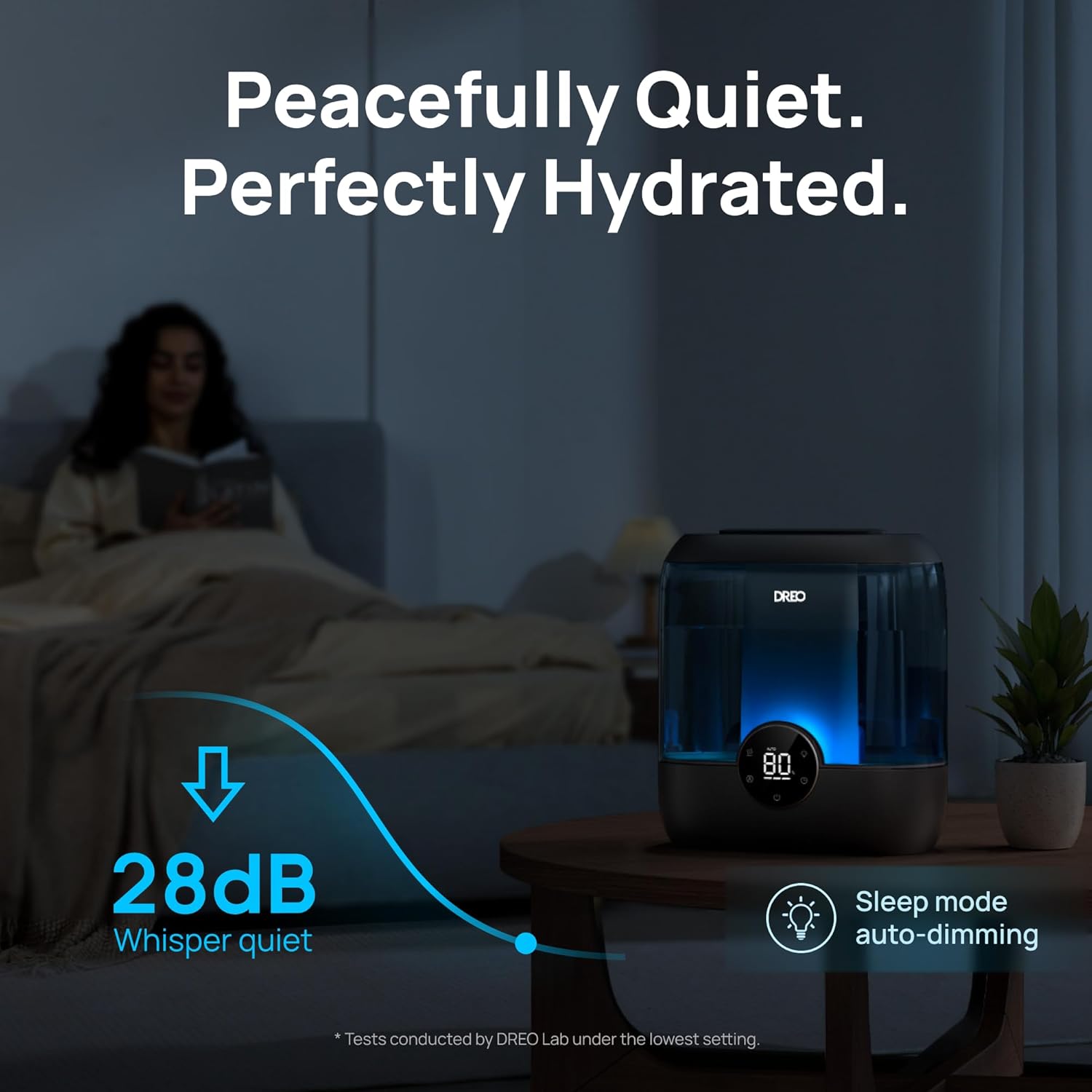 Dreo 6L Top Fill Humidifiers for Bedroom, 60H Runtime 28 dB Quiet Supersized Cool Mist Air Humidifiers for Large Room, Baby Nursery, Plant, Indoor, Night Light, Easy to Clean, Precise Humidity Control