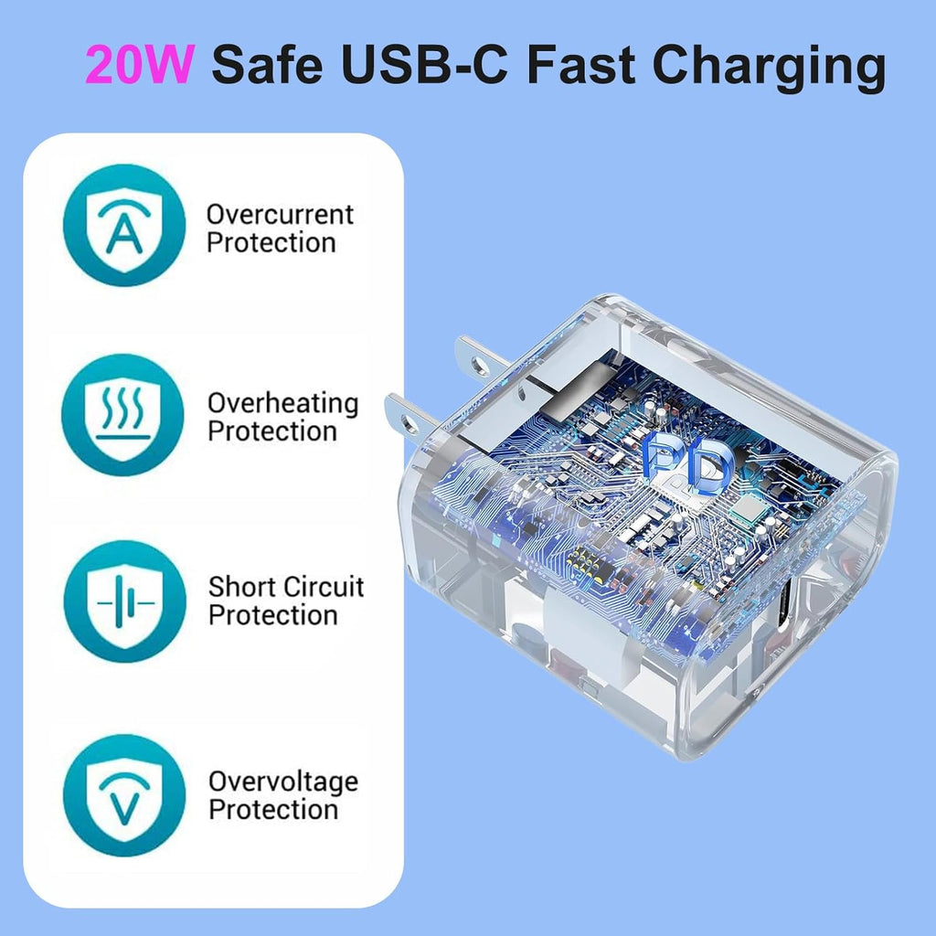iPhone 16 15 Charger Fast Charging, 20W Apple iPhone 16 USB C Fast Charger Block, 2Pack 6ft USB C to USBC Cord for iPhone16/16 Pro/16 Pro Max/16e/15/15 Plus/15 Pro/15 Pro Max,iPad Pro/Air/Mini,AirPods