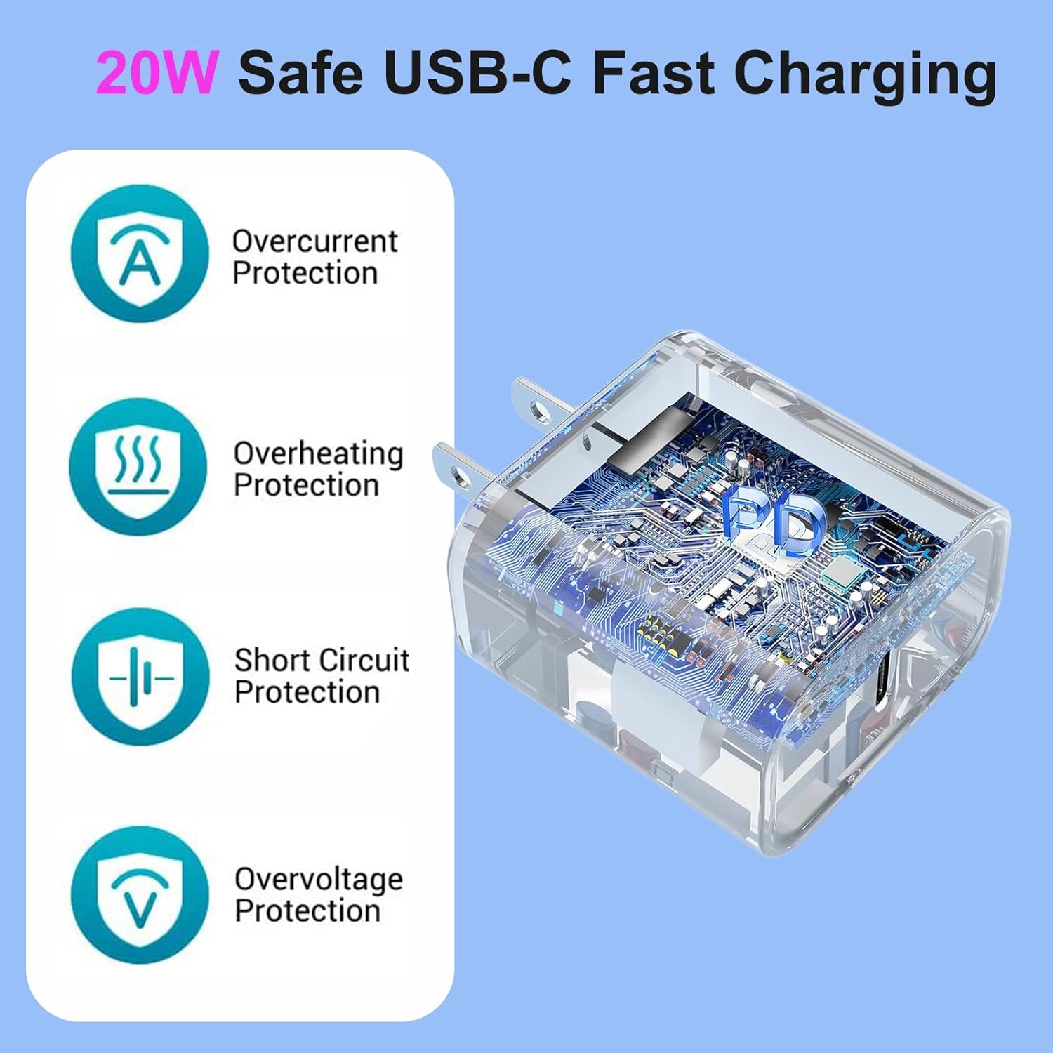 iPhone 16 15 Charger Fast Charging, 20W Apple iPhone 16 USB C Fast Charger Block, 2Pack 6ft USB C to USBC Cord for iPhone16/16 Pro/16 Pro Max/16e/15/15 Plus/15 Pro/15 Pro Max,iPad Pro/Air/Mini,AirPods