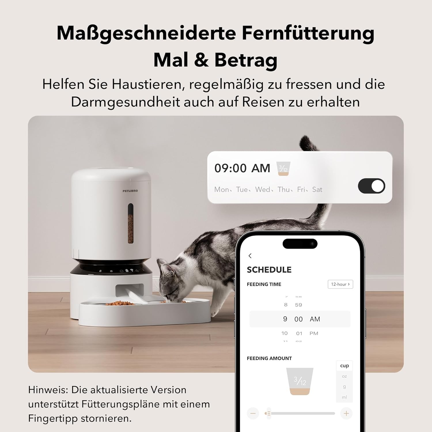PETLIBRO 5L Automatic Cat Feeder for 2 Cats, 5G&2.4G Wi-Fi Programmable Cat Food Dispenser with Dual Stainless Steel Bowls, Airtight Lock Fresh Technology, Low Food Sensor