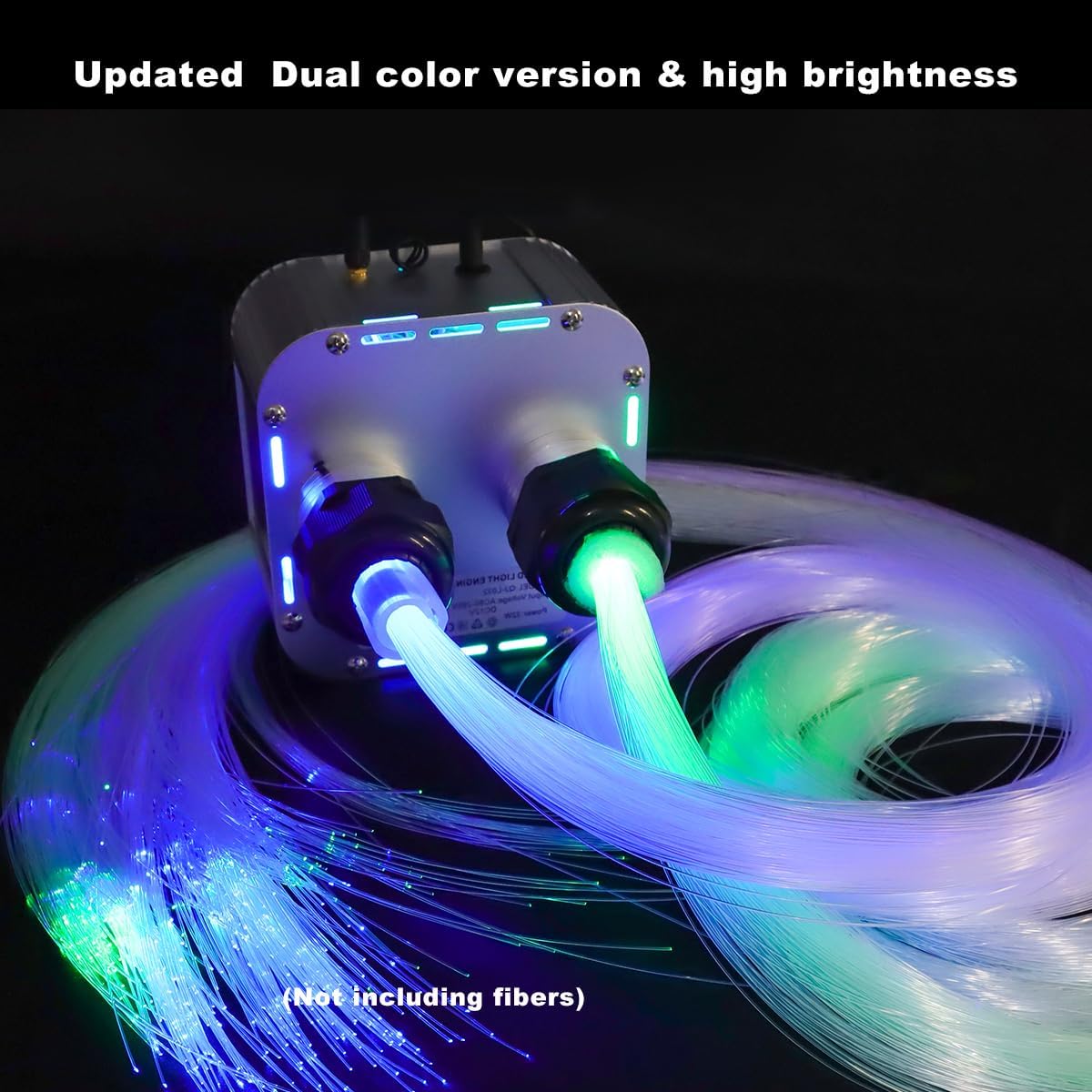 AZIMOM Dual Color 32W High Brightness Twinkle Fiber Optic Light Source RGBW Light Box Engine Diver Music Sensor Mode Bluetooth/RF Control for Home Star Ceiling Light Effect Decor