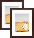 Golden State Art, 11x14 Picture Frame with Mat for 8x10 - High Definition Glass Wall Mounting Horizontal Vertical Display (Brown, 2 Pack)