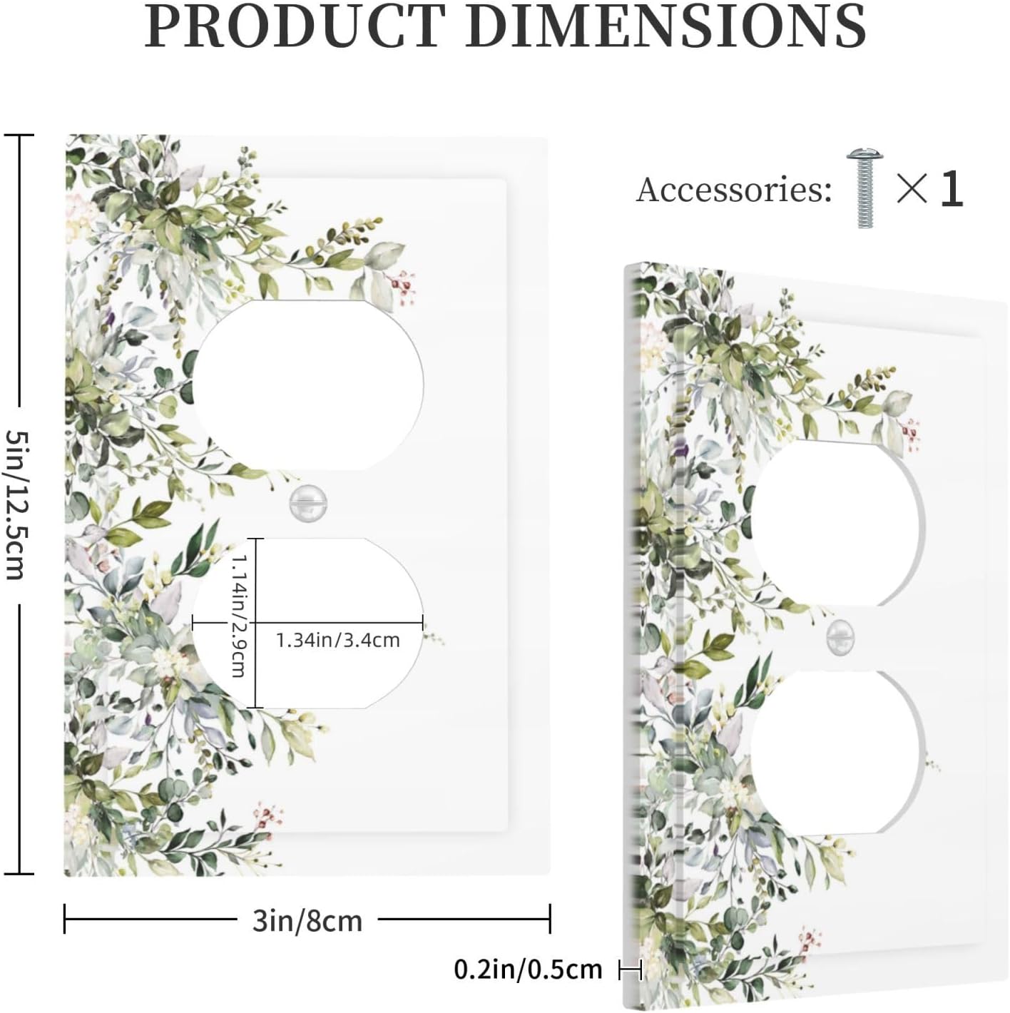 Decorative Outlet Covers Rustic Eucalyptus Leaves Green Leaf 1 Gang Duplex Light Switch Cover Plate Unique Wall Plate Electrical Switch Plate Covers for Bedroom Home Decor（2 Pack）