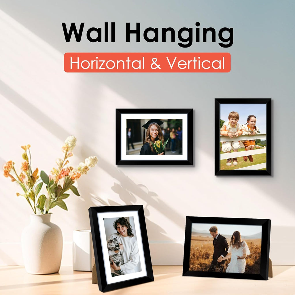 FIXSMITH 5x7 Picture Frame Set of 10, Black Photo Frames Bulk with HD Plexiglass, Display Pictures 4x6 with Mat or 5x7 Without Mat, Multi Picture Frames Collage for Tabletop or Wall Display