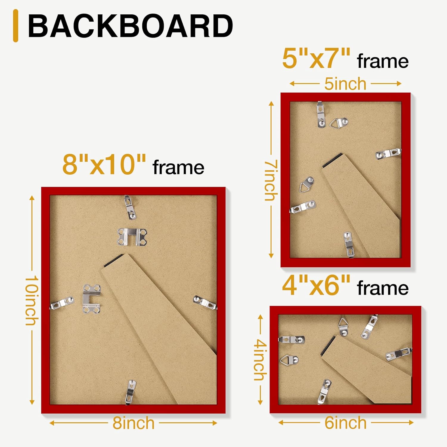 decorUhome Picture Frames Collage Wall Decor for Photo Gallery Display, Assorted Picture Frames set of 10 Including Two 8x10 / Four 5x7 / Four 4x6 for Family Wall Decor, Red, 10 Pack