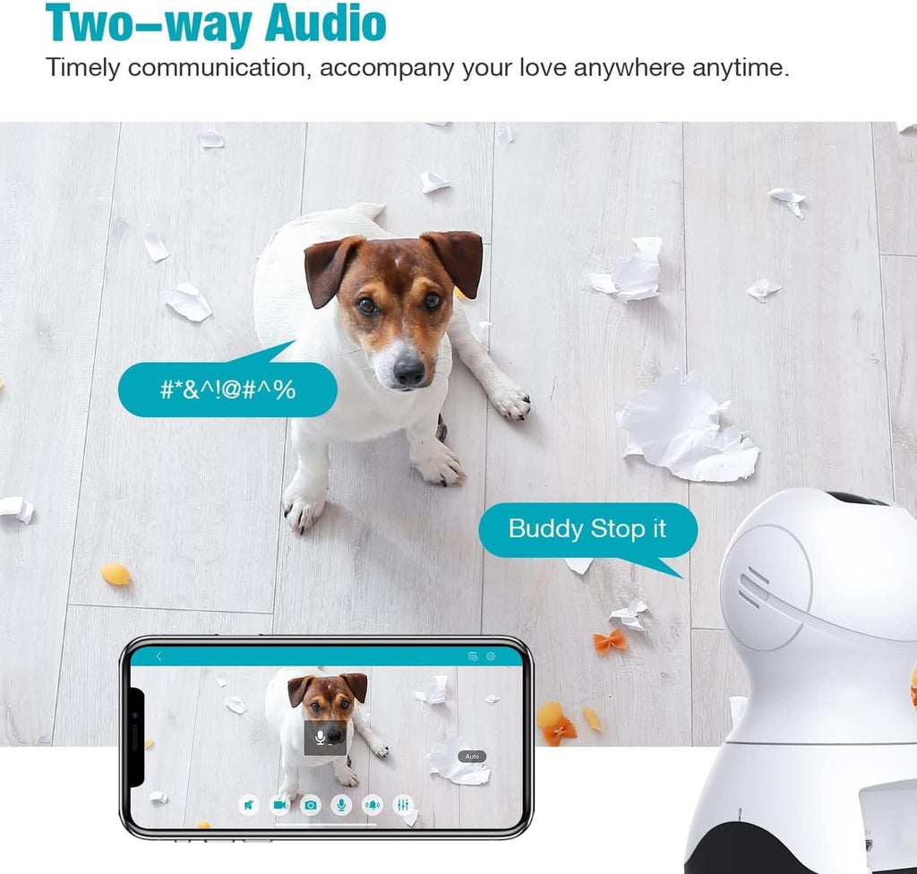 2.5K Security Camera Indoor, 360° Cameras for Home Security, 5G/2.4G WiFi Pet/Dog/Baby/Nanny/Cat Monitor Camera with Phone app, 2-Way Audio, Night Vision, 24/7 SD Card Storage, Cloud, Works with Alexa