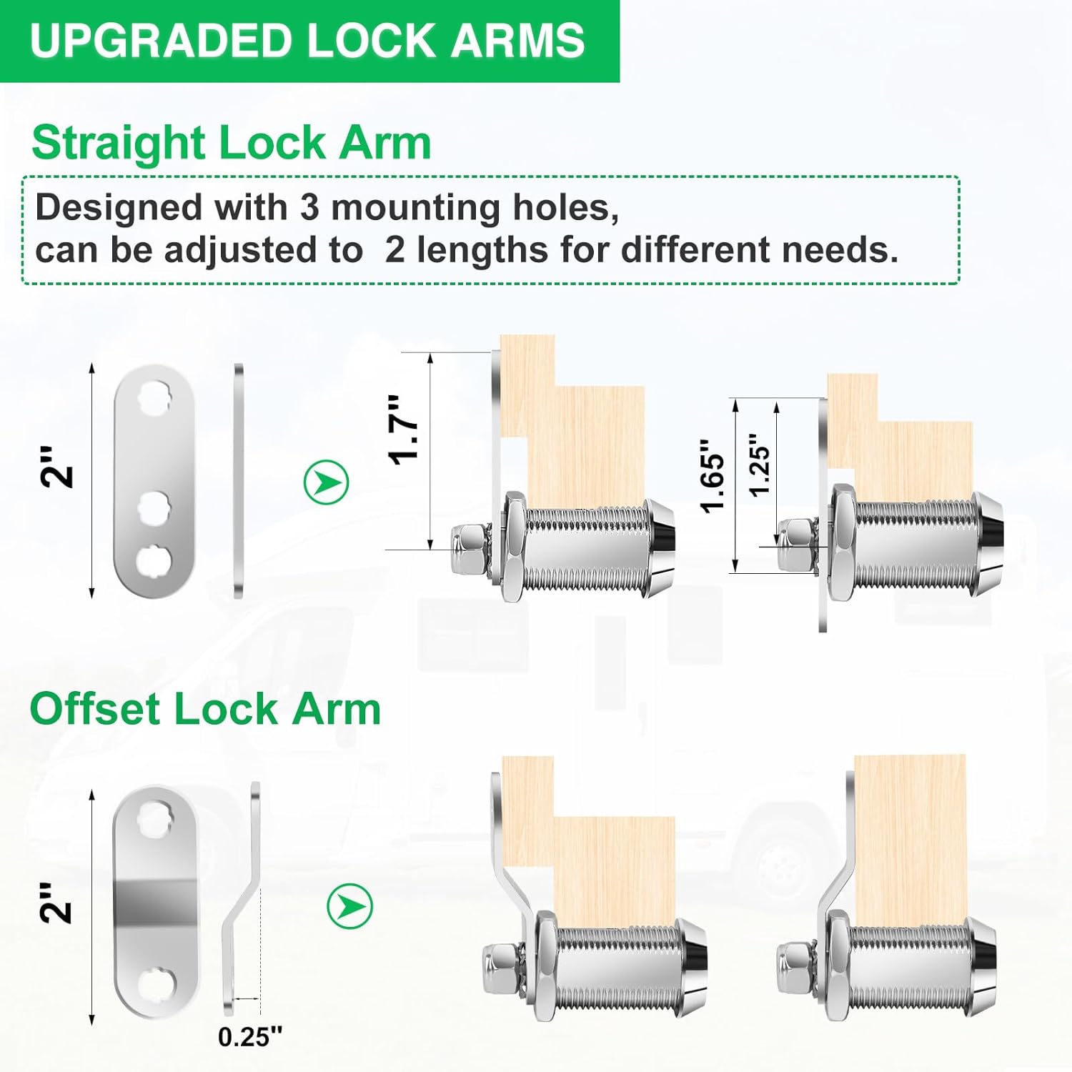 2 Pack Cabinet Lock with Keys, 1-1/2" RV Storage Locks Keyed Alike, RV Locks for Storage Door, Camper Toolbox RV Cam Locks with Manual (Chrome - 2 Pack, 1-1/2 Inch)