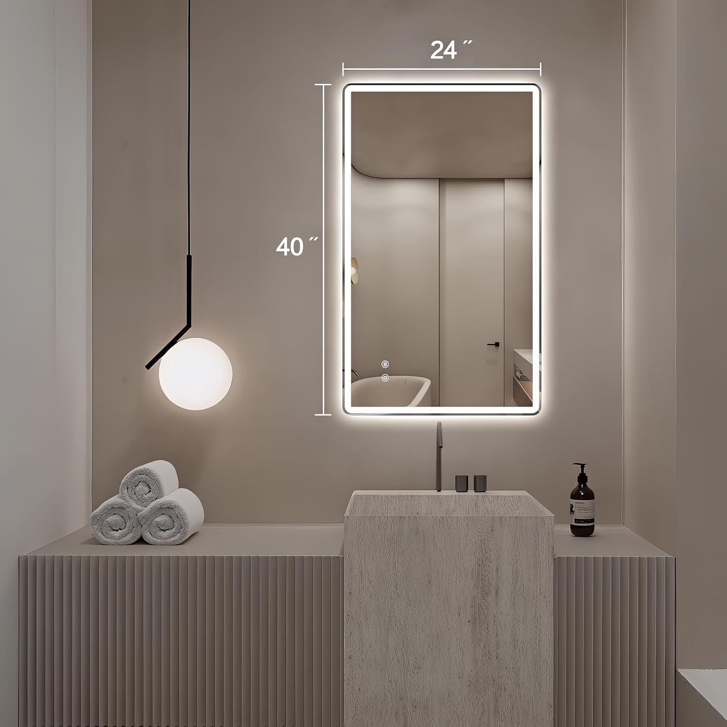 Niccy Led Mirror for Bathroom, 40"x24" Frameless Frontlit and Backlit Mirror for Wall Lighted Mirror with Bedroom 3 Color, Defogger, Explosion-Proof, HD Glass, IP65 Vanity Mirror Horizontal/Vertical