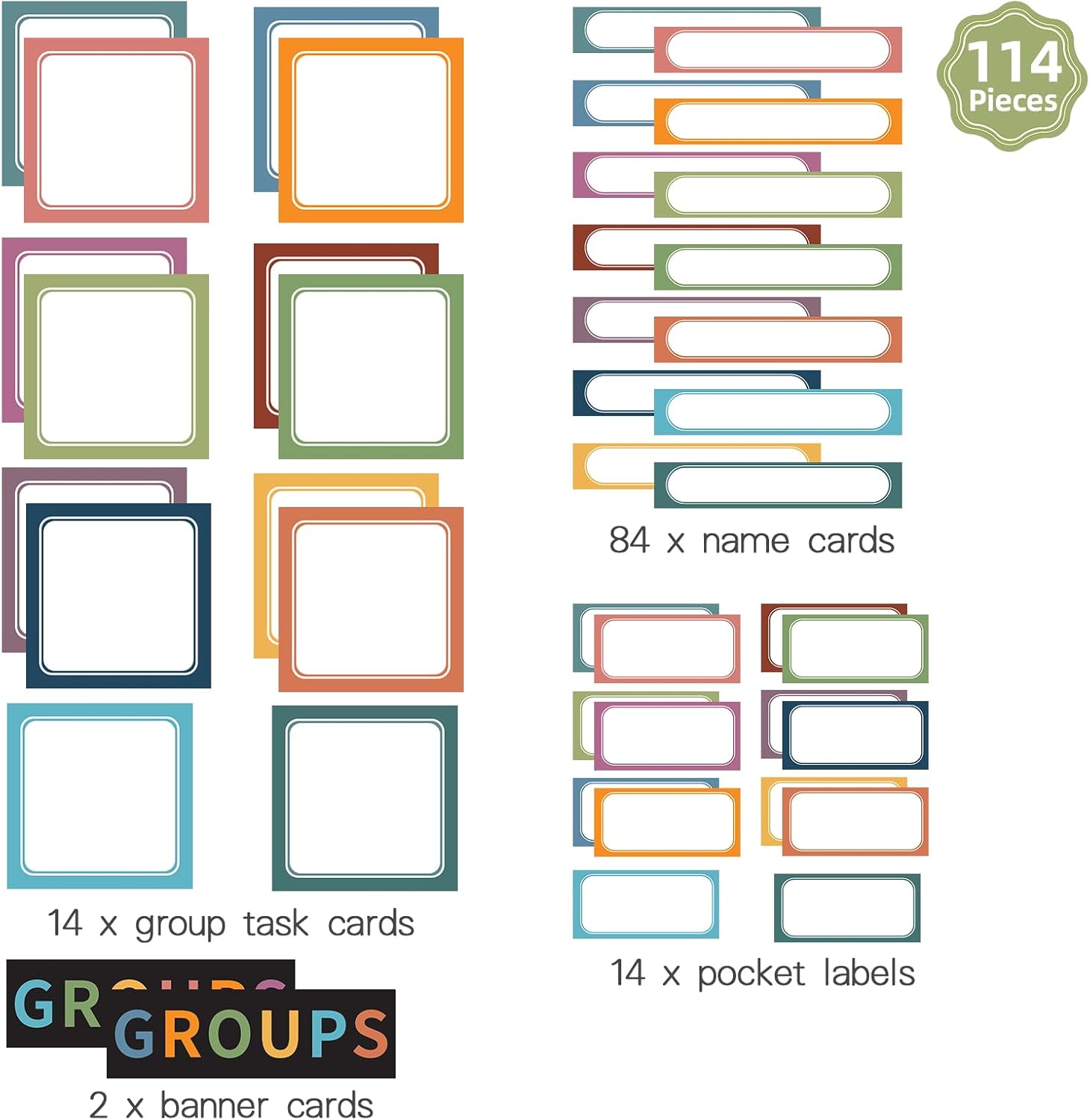 REGELETO Boho Small Group Management Pocket Chart with 114 Cards, Large Size 46 x 26.3 inch Classroom Small Group Organizer for School Teacher Homeschool Learning Supplies (Black)