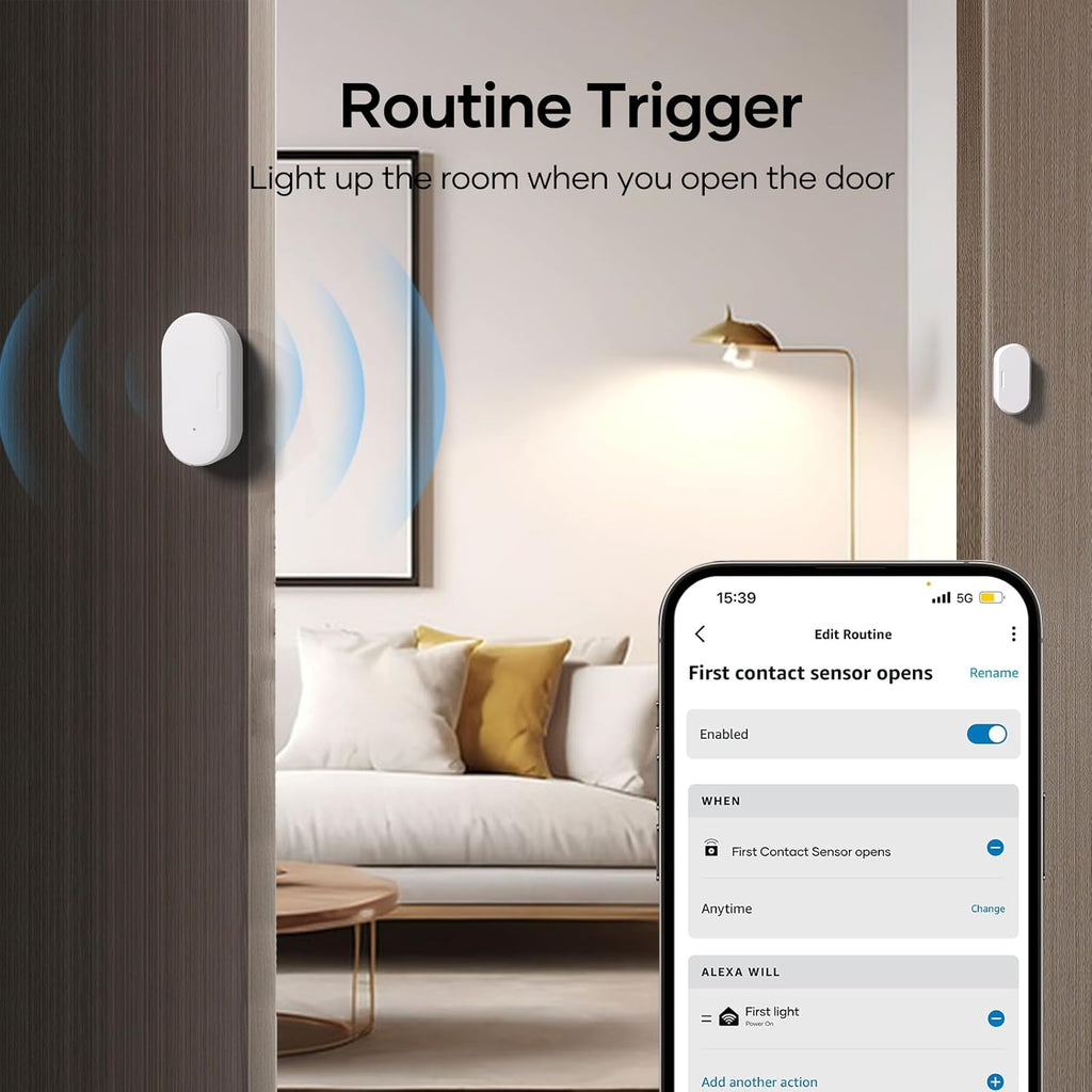 Zigbee Door Sensor 4 Pack, Mini Smart Door Sensor, Home Automation, Kid Safety, Compatible with SmartThings, Alexa, Home Assistant, Aeotec, Hubitat, Homey with Build-in Zigbee Hub, Hub Required