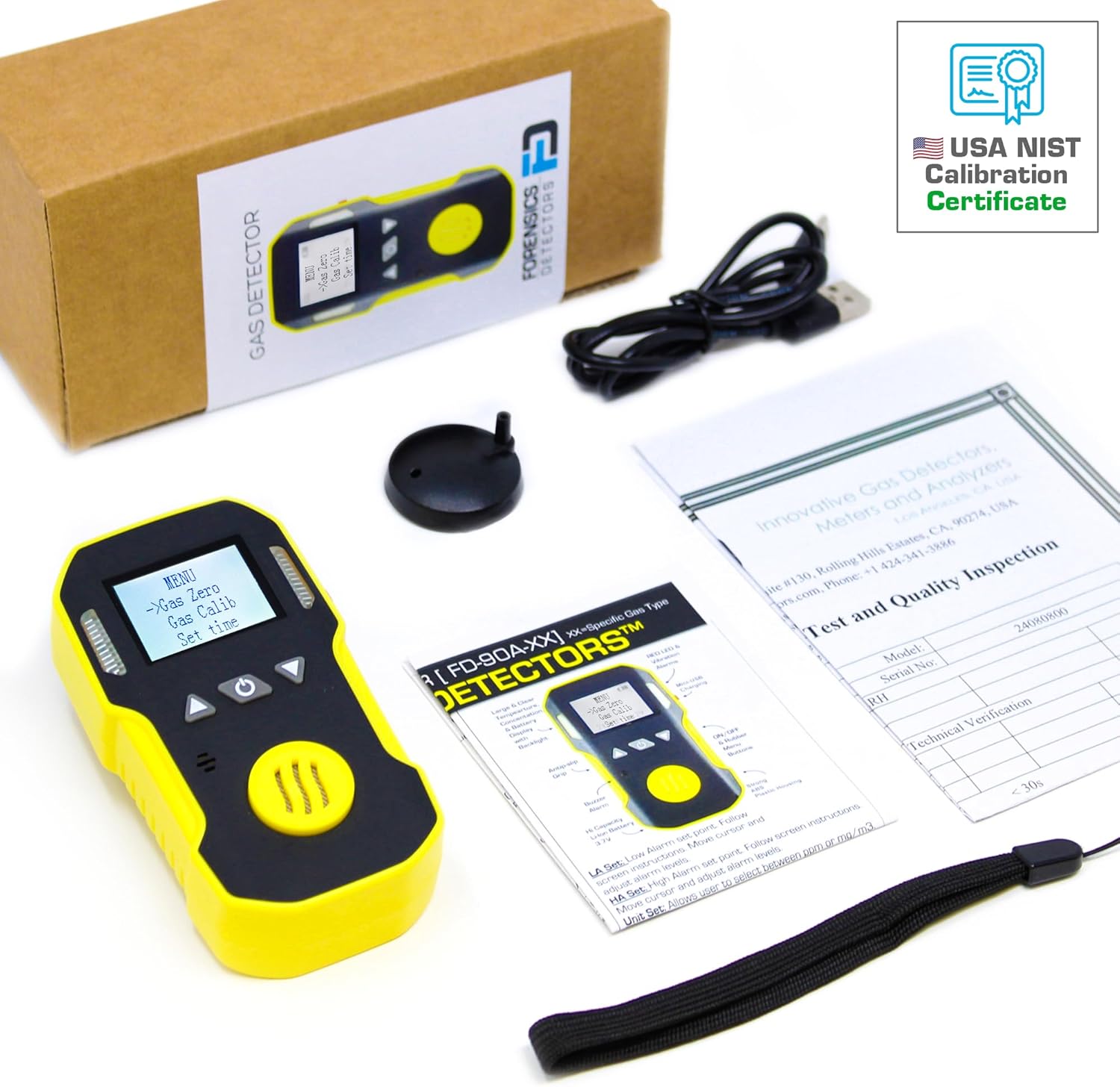 Acid Gas Detector by Forensics | USA NIST Calibration & Certificate | Dust & Explosion Proof | USB Recharge | Sound, Light and Vibration Alarms | 0-10 ppm |