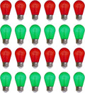 Jslinter Colored String LED Light Bulbs - 1 watt Plastic Outdoor Indoor S14 Bulbs for Christmas String Light Replacement - Shatterproof - E26 Base - 24Pack - Red/Green