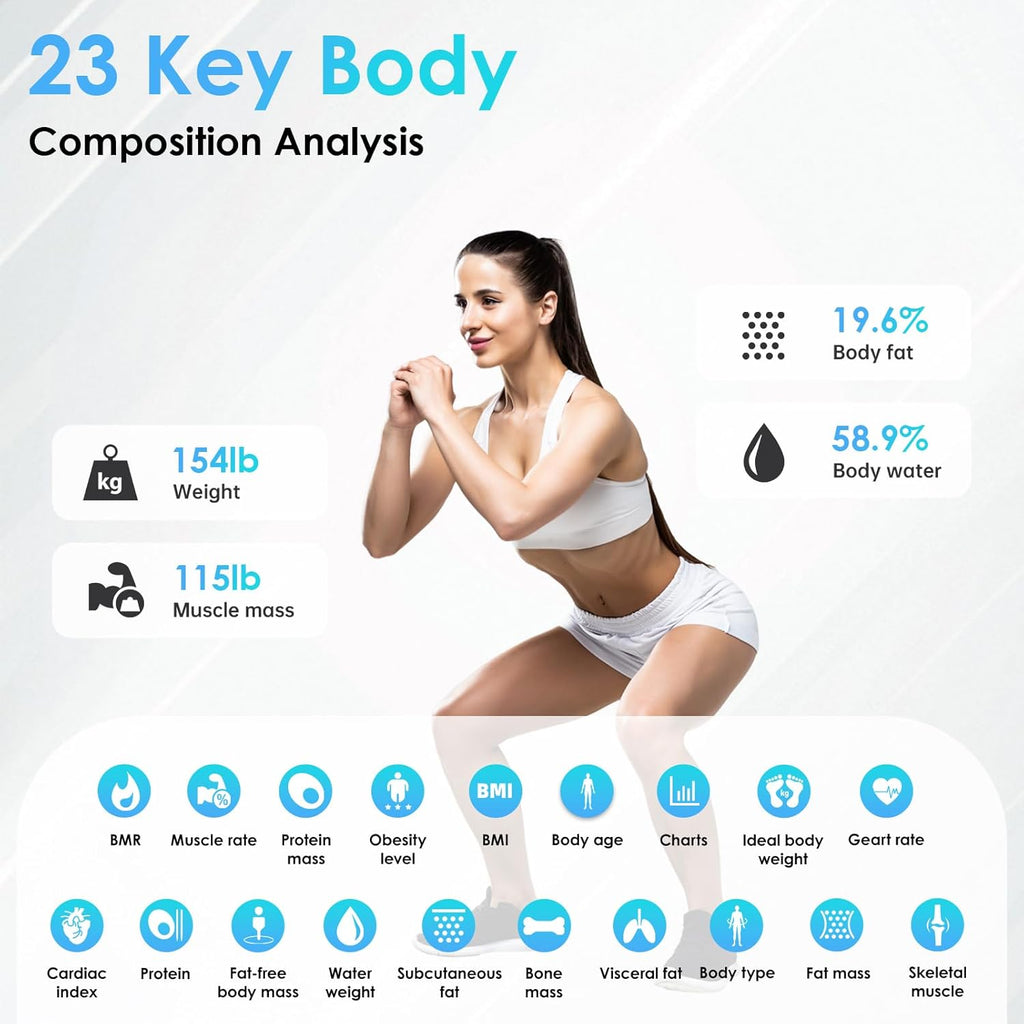 CLORIS Smart Scale for Body Weight Fat, Digital Bathroom Weighing Machine for Accurate BMI Muscle Mass Composition Health Analyzer with App Bluetooth