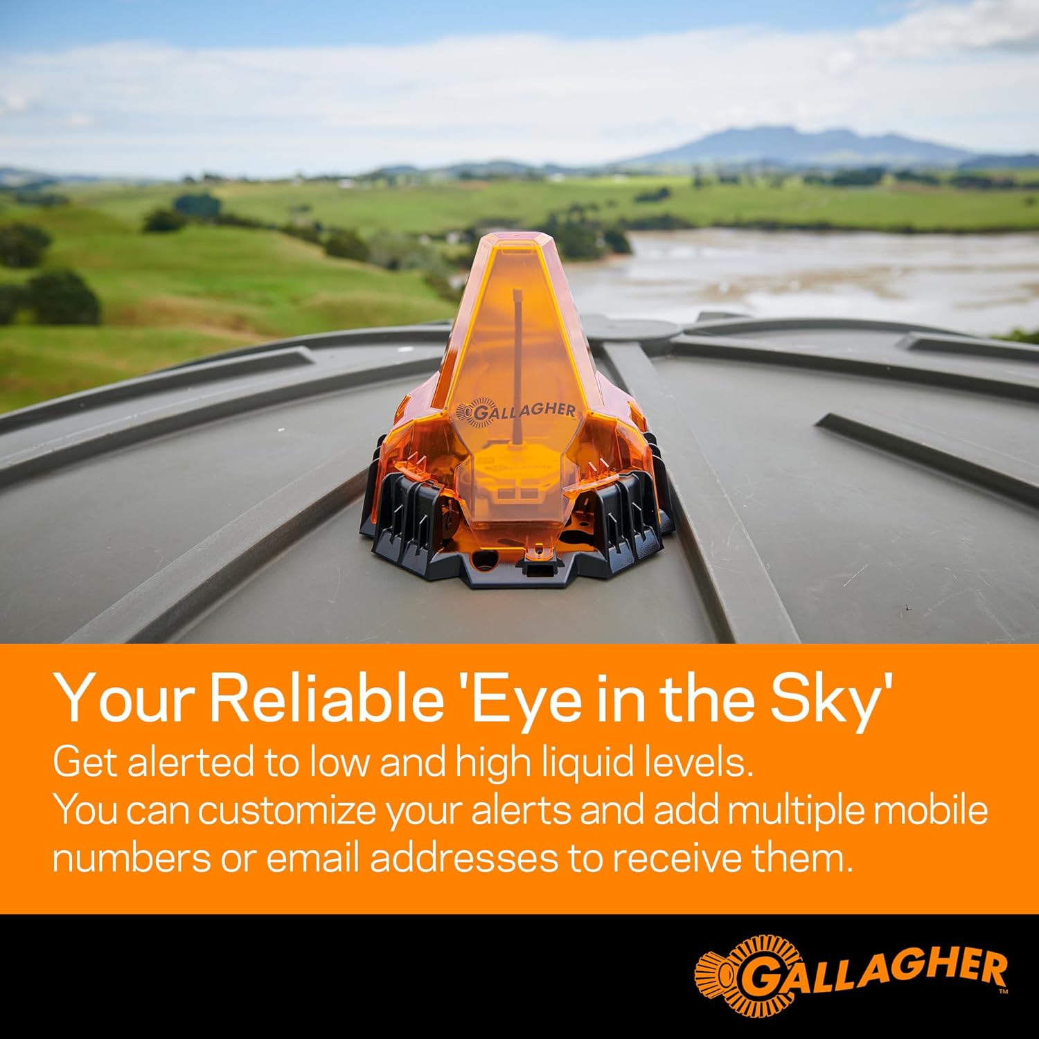 Gallagher Satellite Liquid Monitoring System - Wireless Water Level Indicator for Water Tanks, Troughs, Liquid Fertilizer Tanks & Irrigation - Reliable Satellite Connection Water Level Sensor