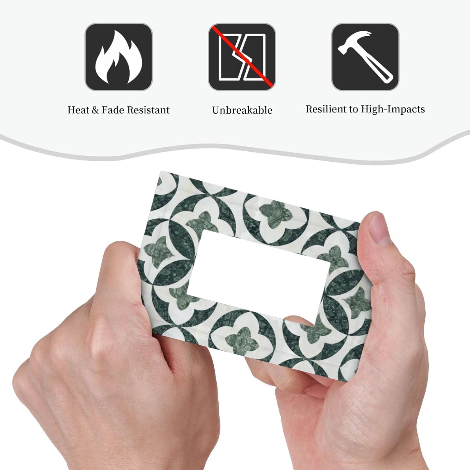 Green Luxury Modern Cubic Marble 1 Gang Single Rocker Decorative Light Switch Covers Electrical Faceplate Switch Plates for Bathroom Kitchen Home