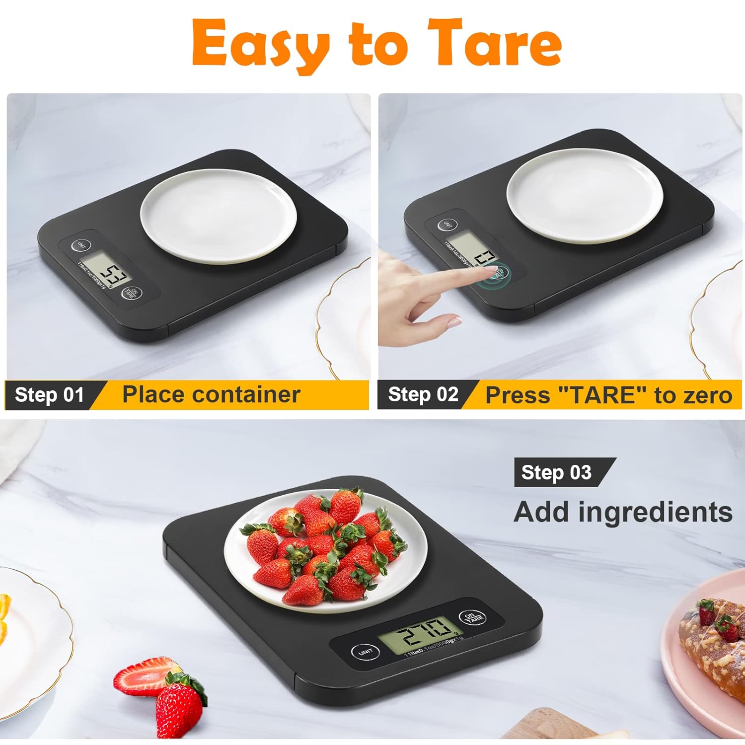 URAMAZ Food Scale with Nutritional Calculator, Digital Food Scales for Kitchen Scale Grams and Ounces, Smart Food Weight Scale for Weight Loss, 20 Nutrients Tracking, Diet, Calories, Meal Prep, 11lb