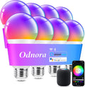 Smart A19 LED Light Bulb, Color Changing Light Bulbs, Compatible with Alexa & Google Assistant, Dimmable RGBTW, 2.4GHz Wi-Fi Bluetooth Bulbs, 9W (60W Equivalent), No Hub Required, 8 Packs
