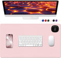 Heated Desk Pad, 23.6" x 14.2" Leather Non-Slip Warm Desk Pad, Large Mouse Mat with 3 Levels Heating & 3 Hours Auto Shut-Off, Hand and Foot Warmer for Office, Home, Pink