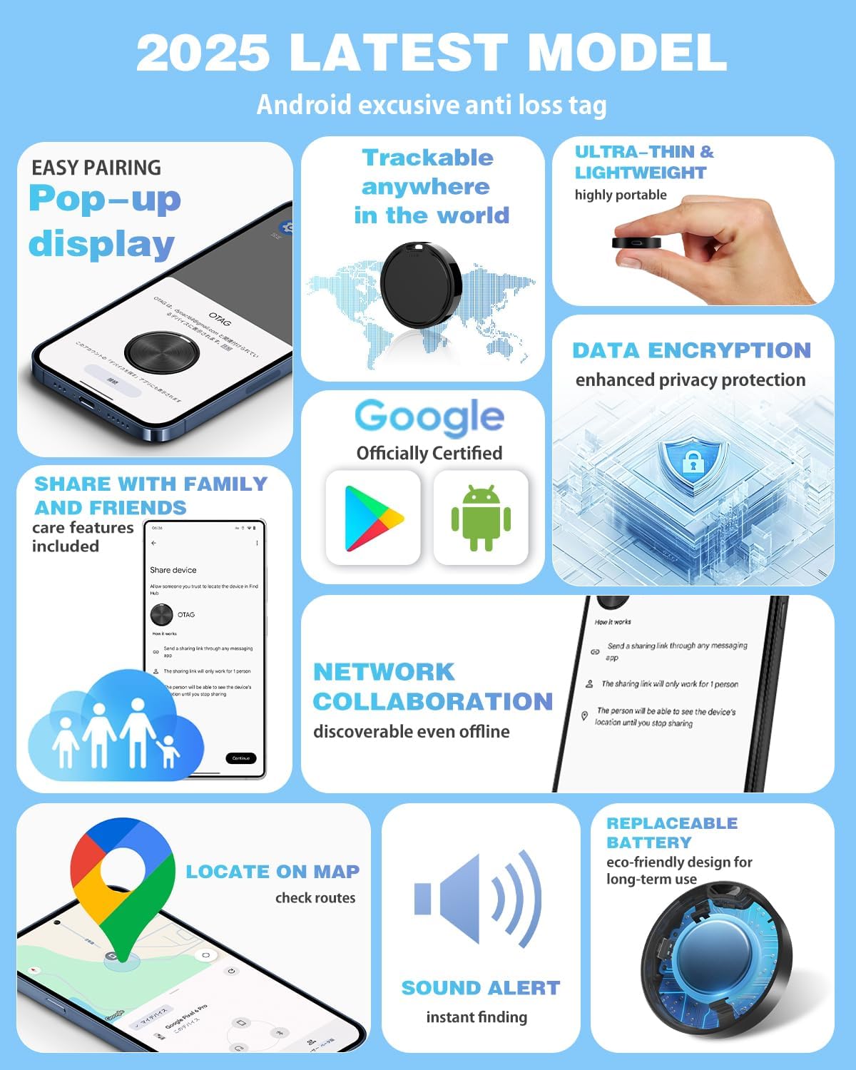 Air Tags for Android,Air Tags-1 Pack Android,Android Tracker Tags,2 Year Battery Life,Google Find Trackers for Google'S Find Hub App,IP65 Waterproof Luggage Tracker Android for Keys,Wallets,Luggage