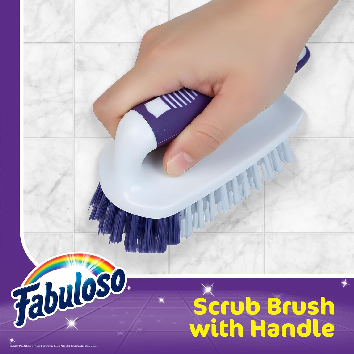 Fabuloso Scrub Brush with Handle – Easy Grip Handheld Scrubbing Brush for Showers, Floors, and More