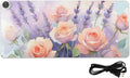 Large Heated Mouse Pad,Leather Desk Mat,31.5"x13",Hand Warmer Pads for Desk,Lavender Rose(Morandi)