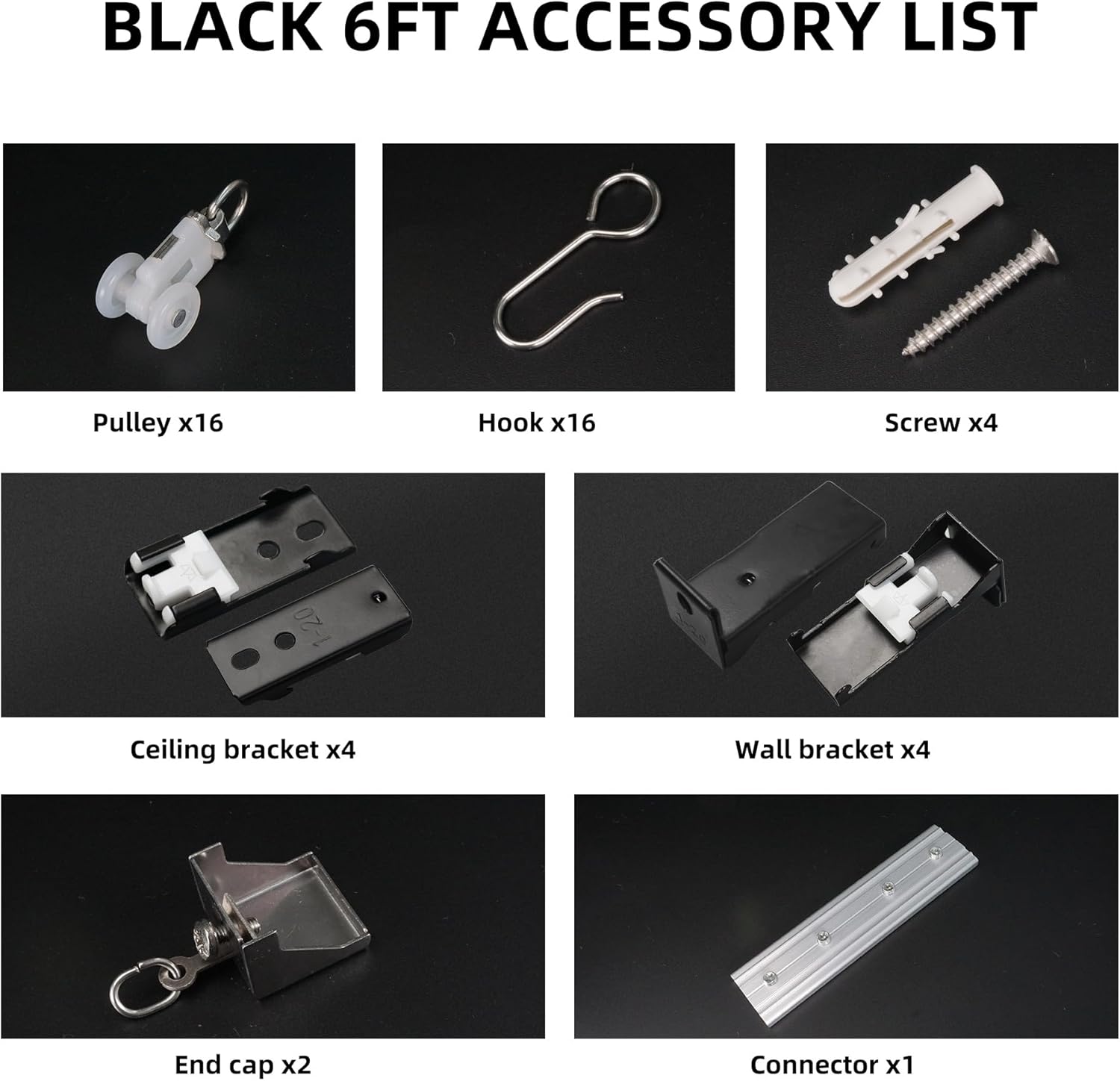 Curtain Track for Ceiling or Wall, Heavy Duty Aluminum Alloy with Smooth Sliding, Easy to Install, Black, 3ft To 6ft