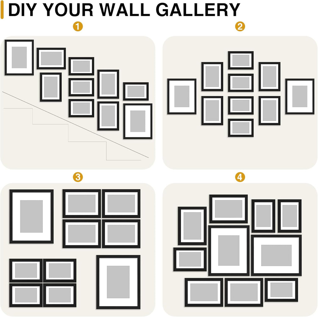 decorUhome Picture Frames Collage Wall Decor for Photo Gallery Display, Assorted Picture Frames set of 10 Including Two 8x10 / Four 5x7 / Four 4x6 for Family Wall Decor, Black, 10 Pack
