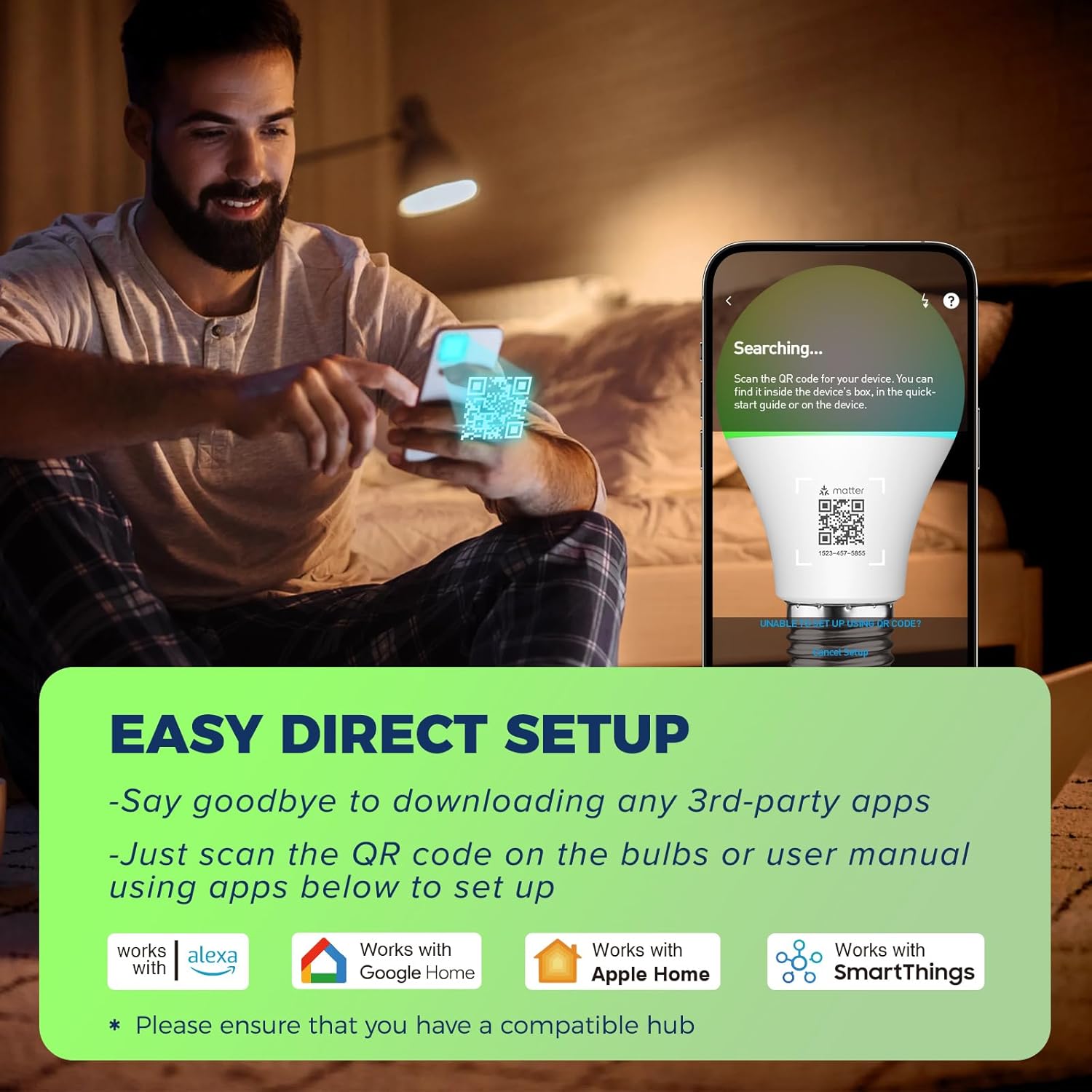 Lightinginside Matter Smart Light Bulbs Compatible with Alexa/Siri/Apple Home/Google Home/SmartThings, WiFi A19 E26 RGBCW Color Changing Light Bulb 800LM 9W 60W Equivalent, 2.4G WiFi, ETL Listed, 4PCS