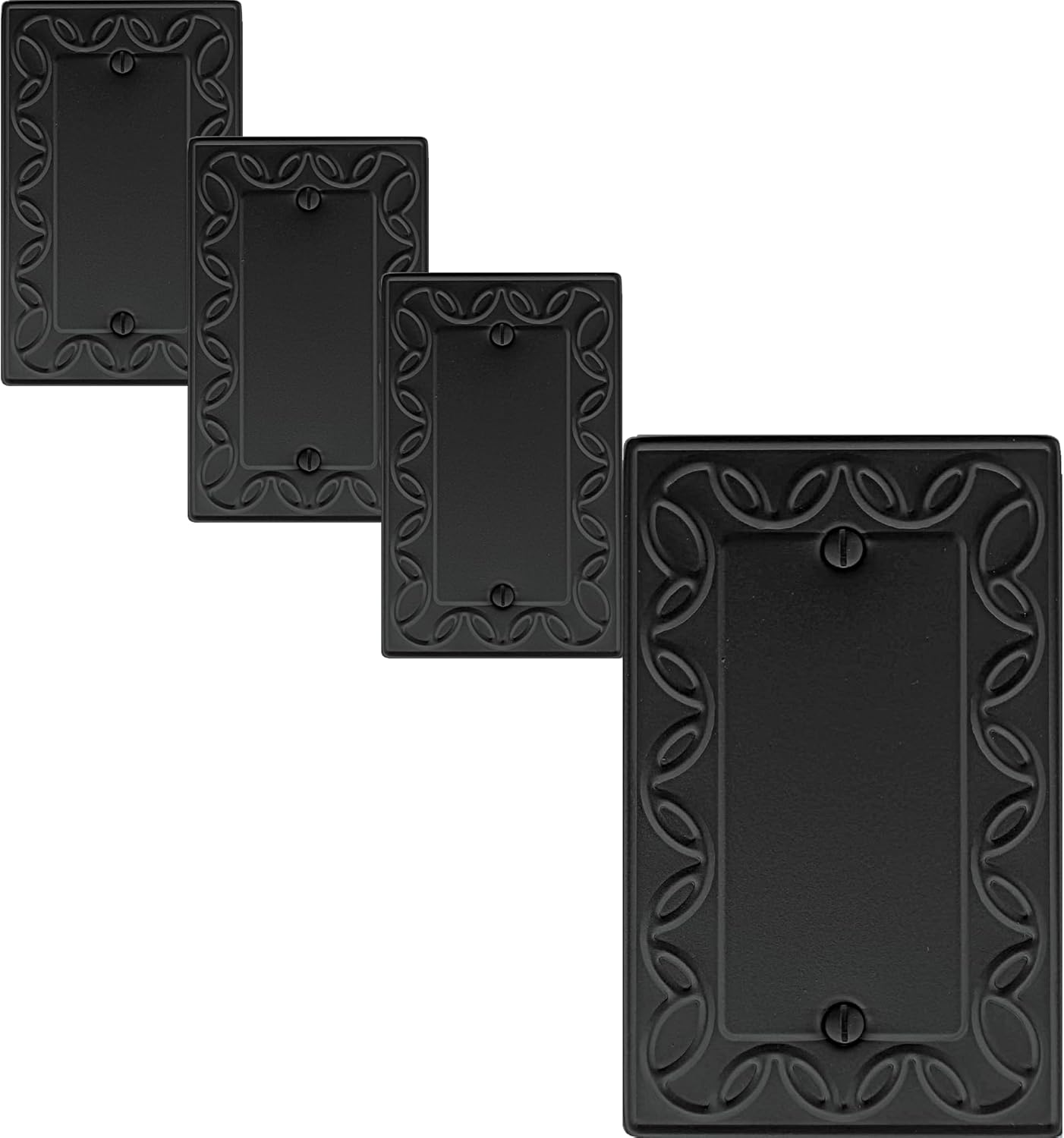 Single Blank Light Switch Cover NovaBloom Metal Wall Plate, 4-Pack Black 1 Gang, Light Switch Cover Outlet Cover Decorative Wallplate, Durable