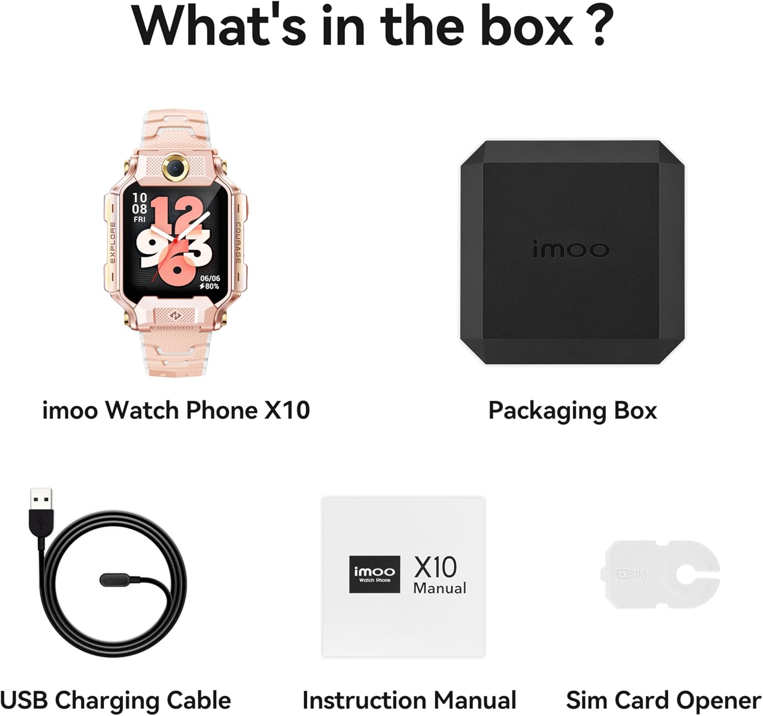 imoo X10 Kids Smartwatch, Smartwatch with Long-Lasting HD Video & Phone Call, Kids GPS Watch with Real-time Locating，14 Days History, Multisport Mode，IPX8 Water-Resistant，Only Works on Verizon（Pink）