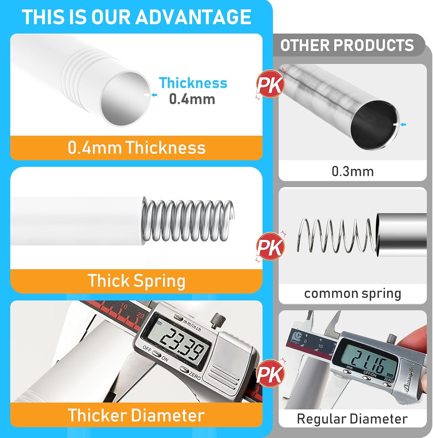 Shower Curtain Rod 42-73 Inch White Shower Rod 7/8" Tension Curtain Rod Adjustable Curtain Rods No Drilling Shower Tension Rod Shower Curtain Tension Rod for Bathroom Windows Doorways