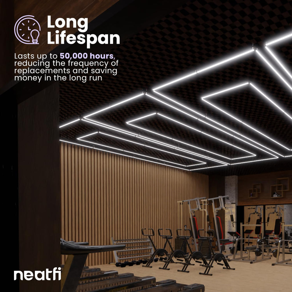Neatfi LED Super Bright Garage Light, 35,200 Lumens, Ceiling Lighting for Auto Shops, Gym, Basement, Warehouse, Barber and Beauty Salons (2 Rectangles, Cool White)