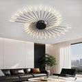Modern Ceiling Light Flower Shape, Metal Firework Ceiling Lamp with Plug-in LED Source, Lighting Fixture for Living Room Dining Room Bedroom, Natural Light