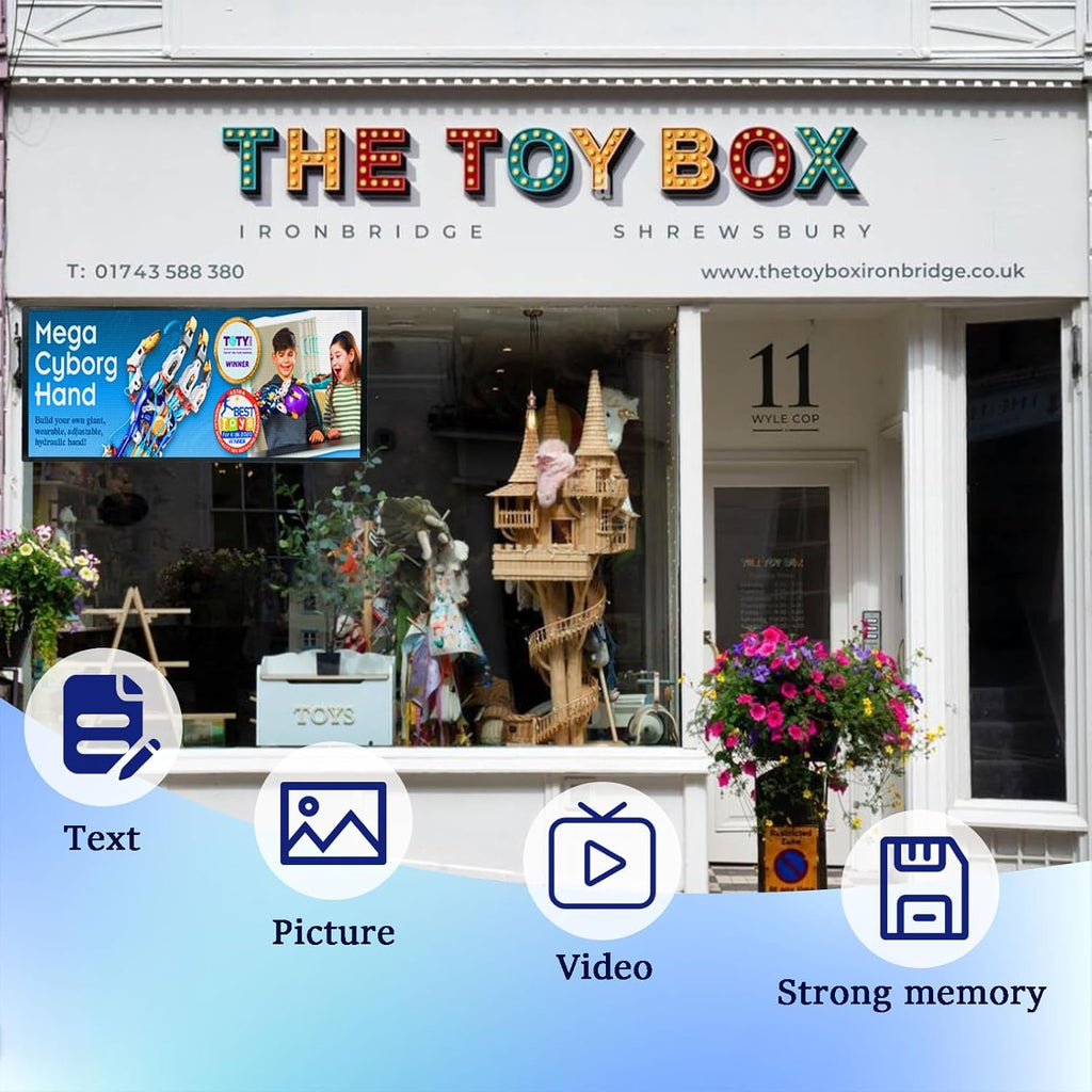 P6 Commercial Grade Programmable LED Sign 40"x17" WiFi With Lightweight and Thin Frame Custom Scrolling Digital Message Board for Stores, Restaurants, Banks & Outdoor Advertising
