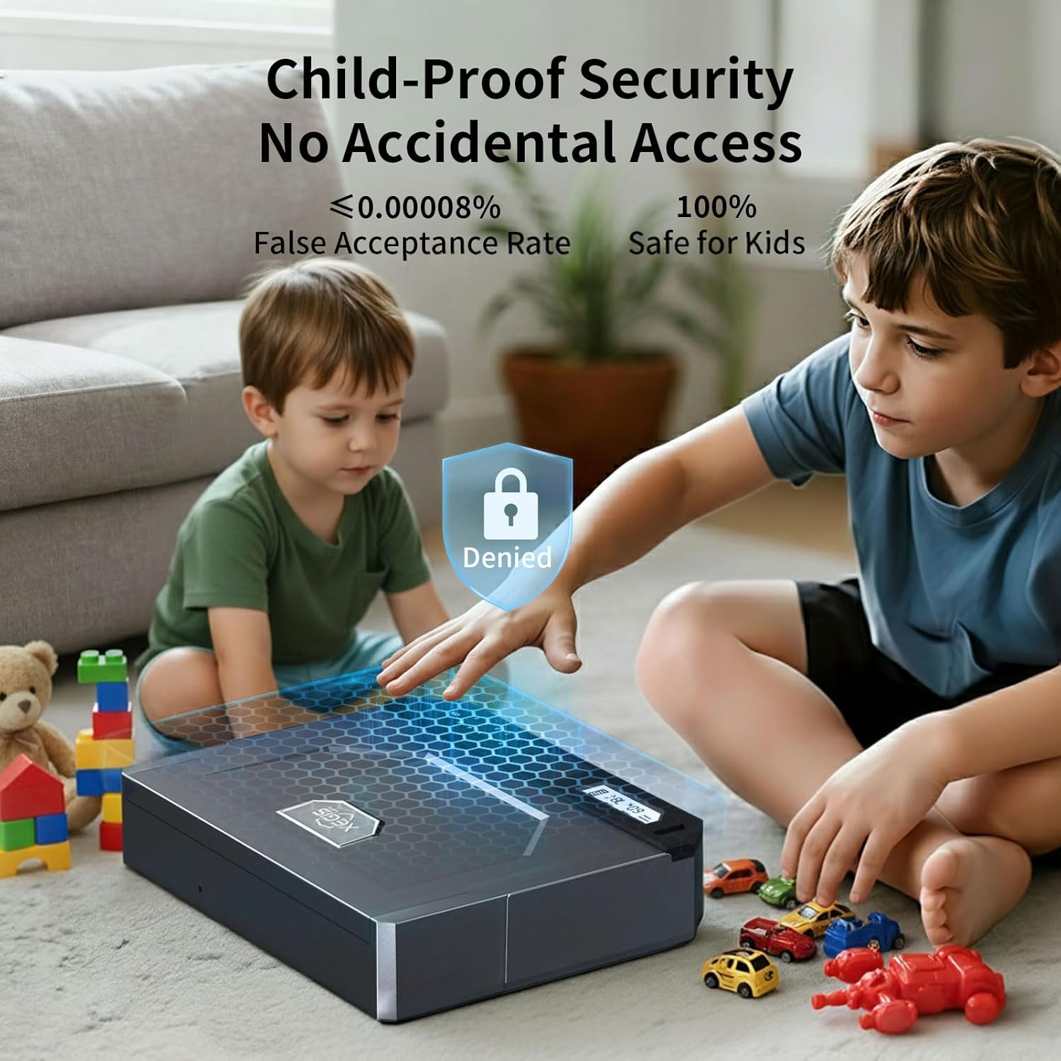 AI Smart Palm Vein Gun Safe - Childproof, Contactless 0.1s Access & 100% Unlock for Wet, Dirty, Calloused, Peeling Hands & in Darkness, Biometric Handgun Pistol Box for Nightstand, Home&Car