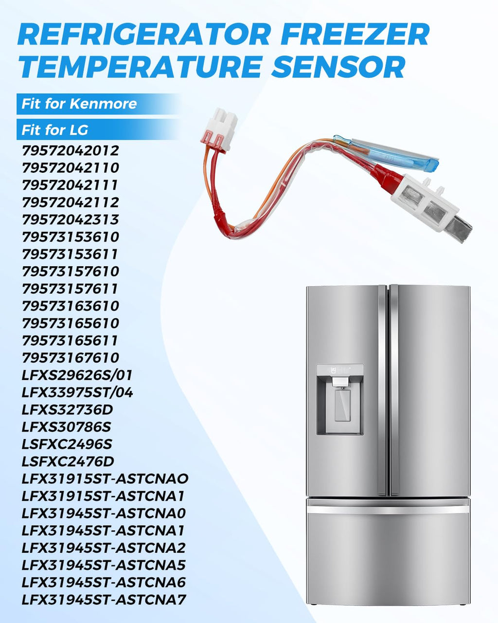 ACM73919214 Refrigerator Freezer Temperature Sensor Fit for LG Fit for Kenmore Refrige Defrost Controller Assembly Replace 6615JB2005S ACM73919202 AP6004251 PS11732655 EAP11732655 4322974
