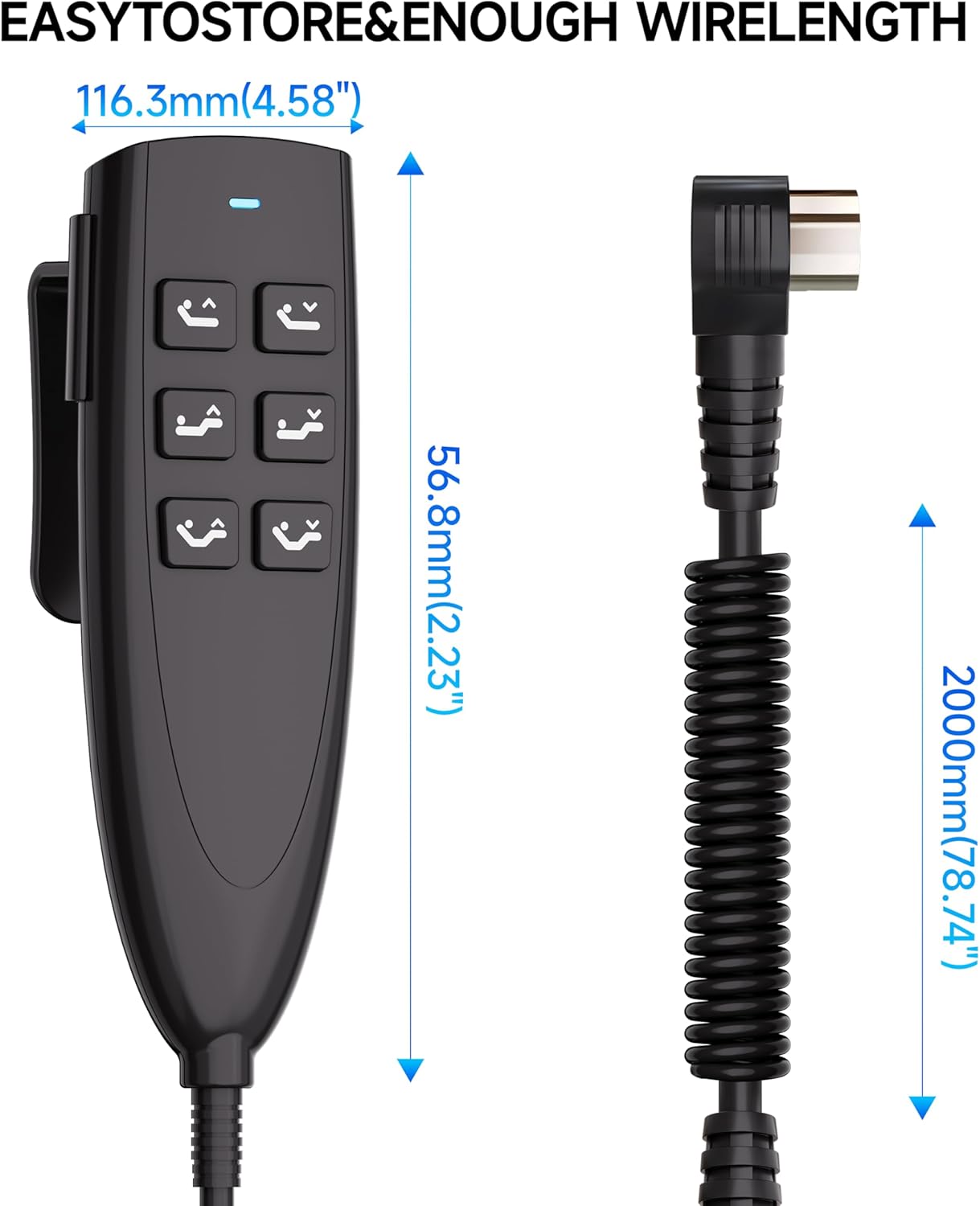 Okin 6 Button Adjustable Bed Remote 5 Pin Wired Adjustable Bed Remote Control Replacement Parts, HS.13.06.17