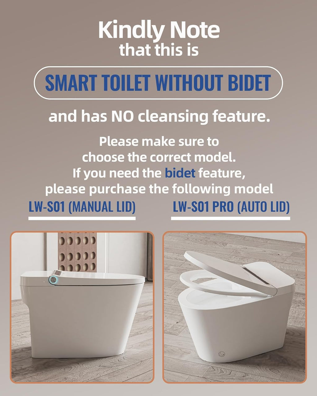 Smart Toilet Lite without Bidet, One Piece Elongated Modern Toilet with Heated Seat, Pump-Assisted Auto Flush, Foot Sensor Operation, Night Light, Built-in Water Tank, Blackout Flush