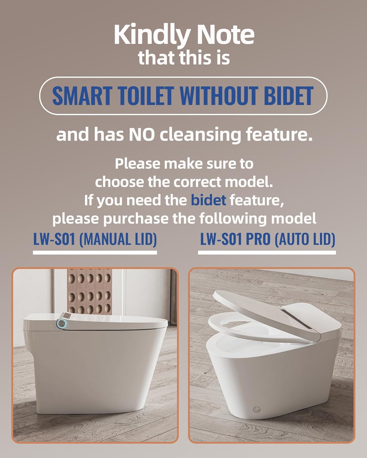 Smart Toilet Lite without Bidet, One Piece Elongated Modern Toilet with Heated Seat, Pump-Assisted Auto Flush, Foot Sensor Operation, Night Light, Built-in Water Tank, Blackout Flush