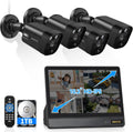 (All-in-One 10.1" IPS 8MP Monitor) 2-Way Audio PoE Outdoor Home Security Camera System Wired Outdoor Video Surveillance IP Cameras System