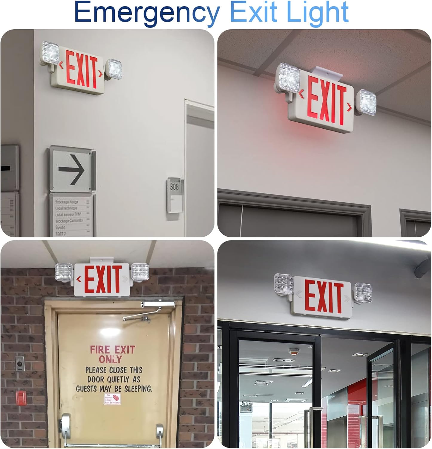 TANLUX Red Corded Exit Sign with Emergency Lights, 1.0 Meter Plug in Exit Sign with Battery Backup Lights for Business, Commerical Emergency Lighting Combo, UL Listed, AC 120/277V, Double Face