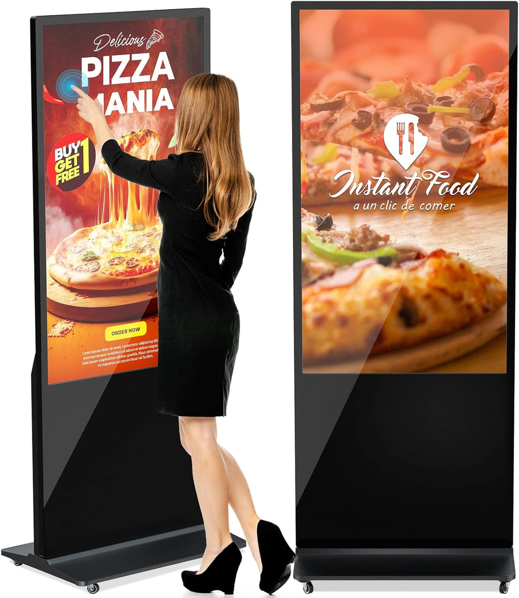 HLEC 55'' Indoor Floor-Standing Digital Signage Interactive Display, 4K Touchscreen Advertising Display LCD Kiosk, Commercial Android Smart System, CMS Software, HDMI/USB Input＆Out/WiFi(4+64G)