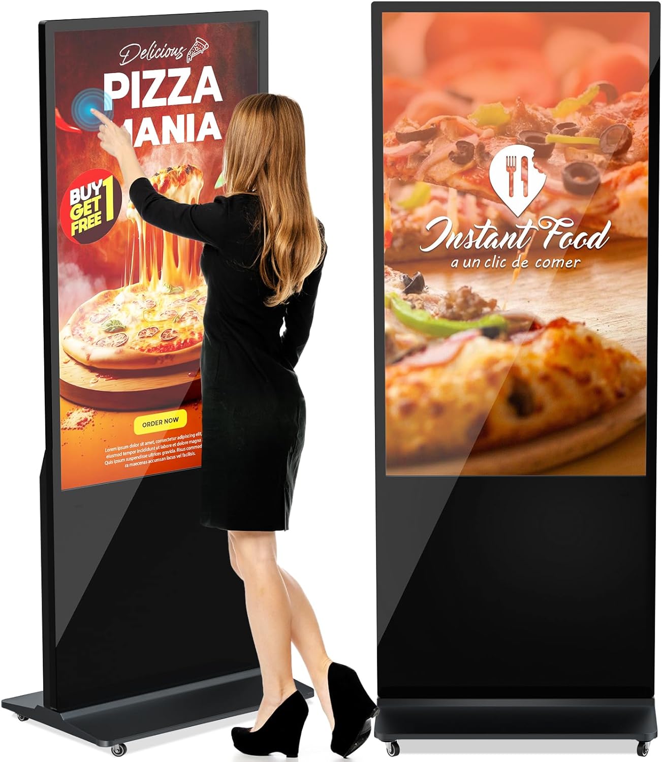 HLEC 55'' Indoor Floor-Standing Digital Signage Interactive Display, 4K Touchscreen Advertising Display LCD Kiosk, Commercial Android Smart System, CMS Software, HDMI/USB Input＆Out/WiFi(4+64G)