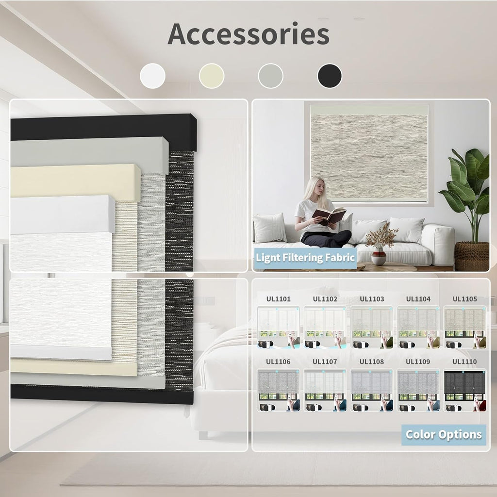 Motorized Blinds with Remote Custom Size Blackout Smart Roller Shades Compatible with Alexa Google, Electric Blinds for Windows
