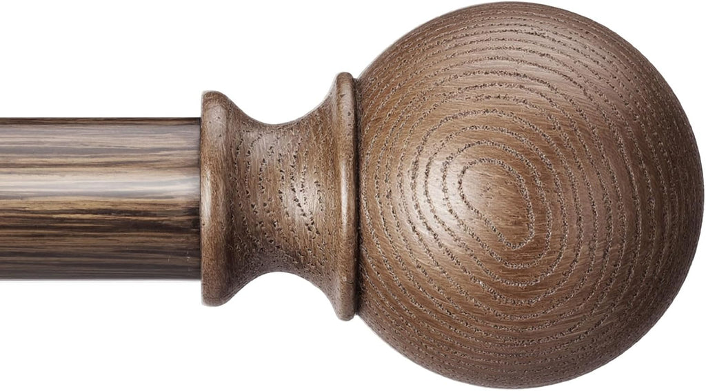 BRIOFOX Walnut Wood Curtain Rods for Windows 48 to 84 Inch(4-7.33ft) - 1'' Diameter Heavy Duty Curtain Rods with Imitation Wood Grain Pattern Finials,Adjustable Decorative Curtain Rods Set,28-88''