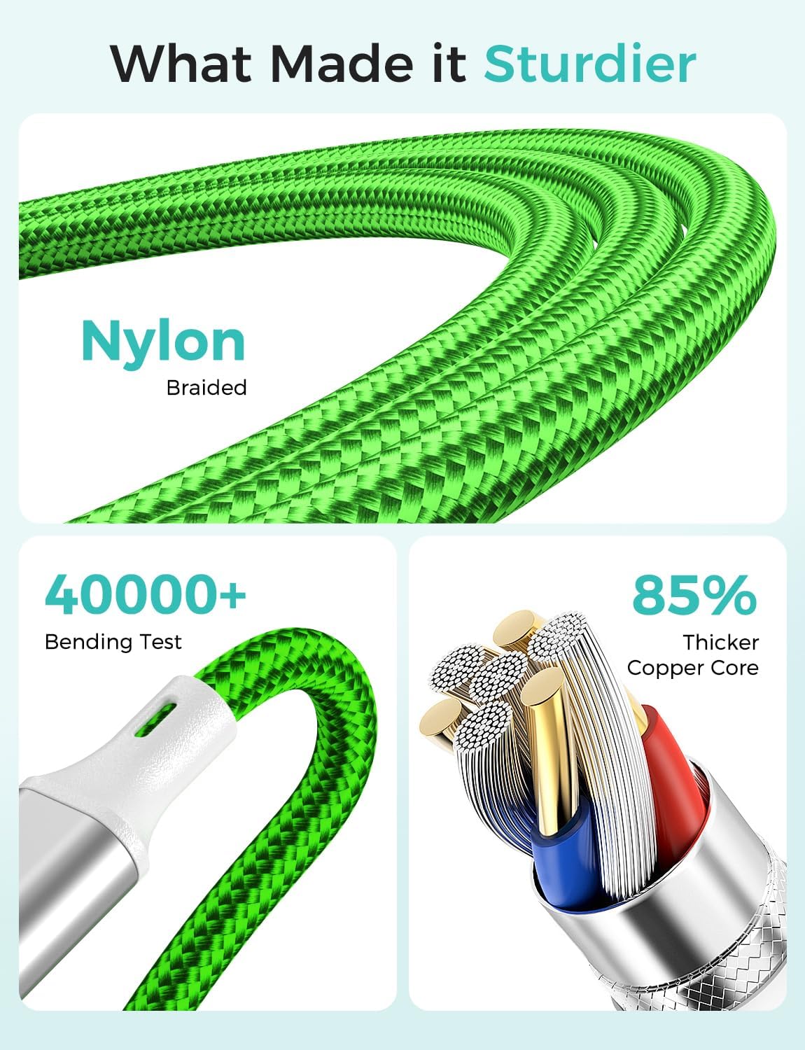 2Pack Multi Charging Cable for Apple Watch Charger 4 in 1 Travel Essentials RV Camping Essentials USB C/L/Micro Compatible with iWatch Series 11-1/iPhone 17/16/15/Android Airplane Gadgets-4FT/Green