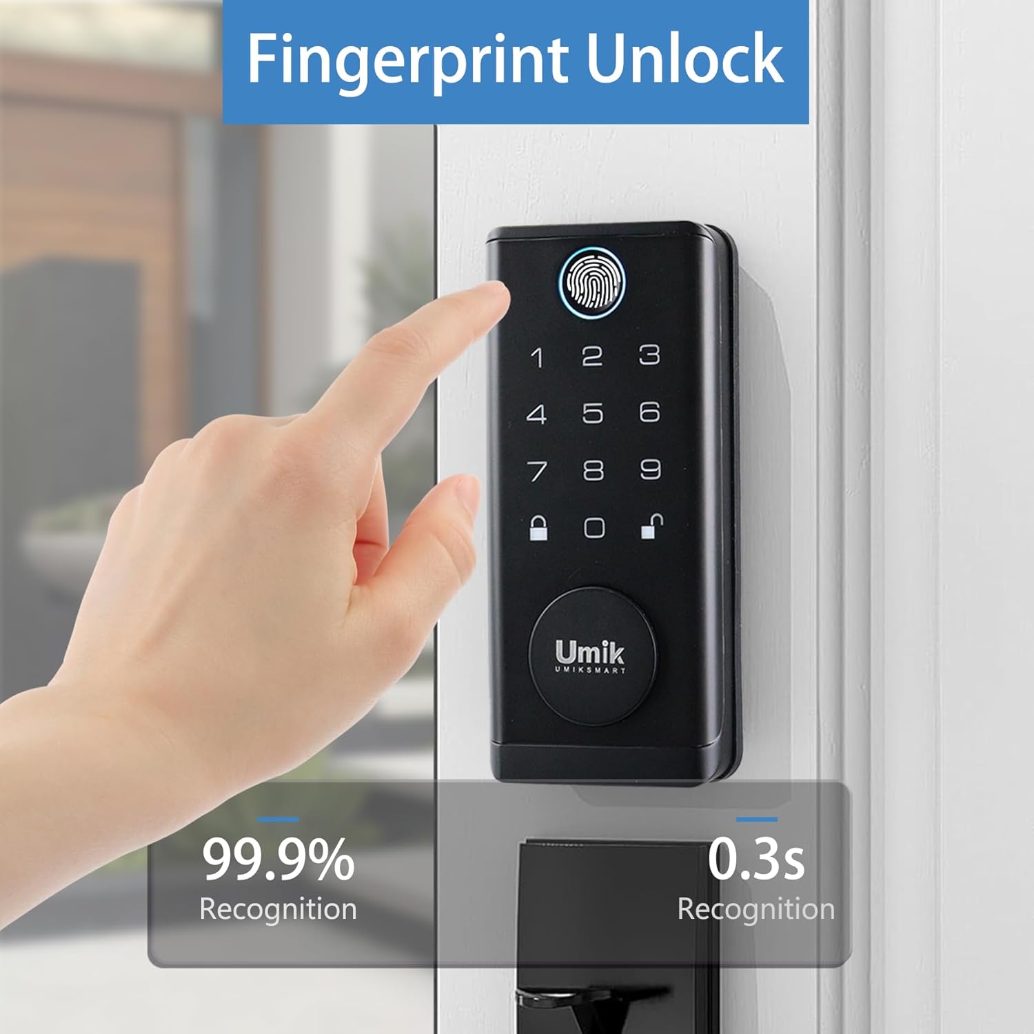 Fingerprint Smart Door Lock with Heavy Duty Handleset, Keyless Entry Door Lock, Electronic Keypad Deadbolt Locks, App Control for Front Door, Home (Matte Black)